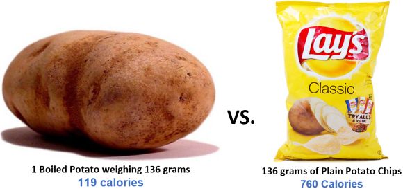 potatoes vs potato chips calories