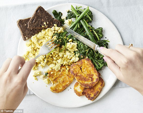 Rhiannon Lambert also has a healthy version of a fry-up which includes fried tofu, scrambled eggs, greens and rye bread