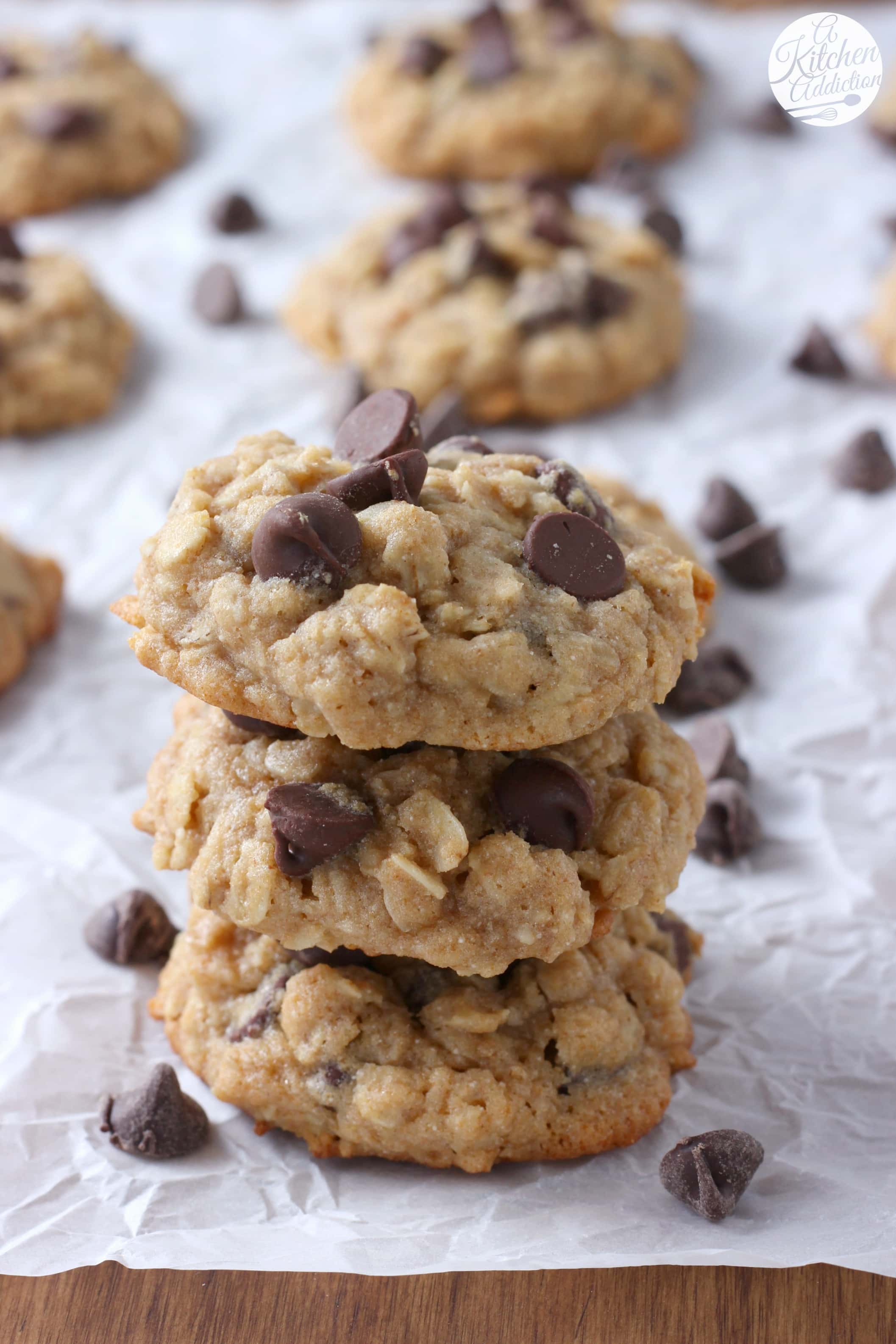 Honey Chocolate Chip Oatmeal Cookies Recipe from A Kitchen Addiction