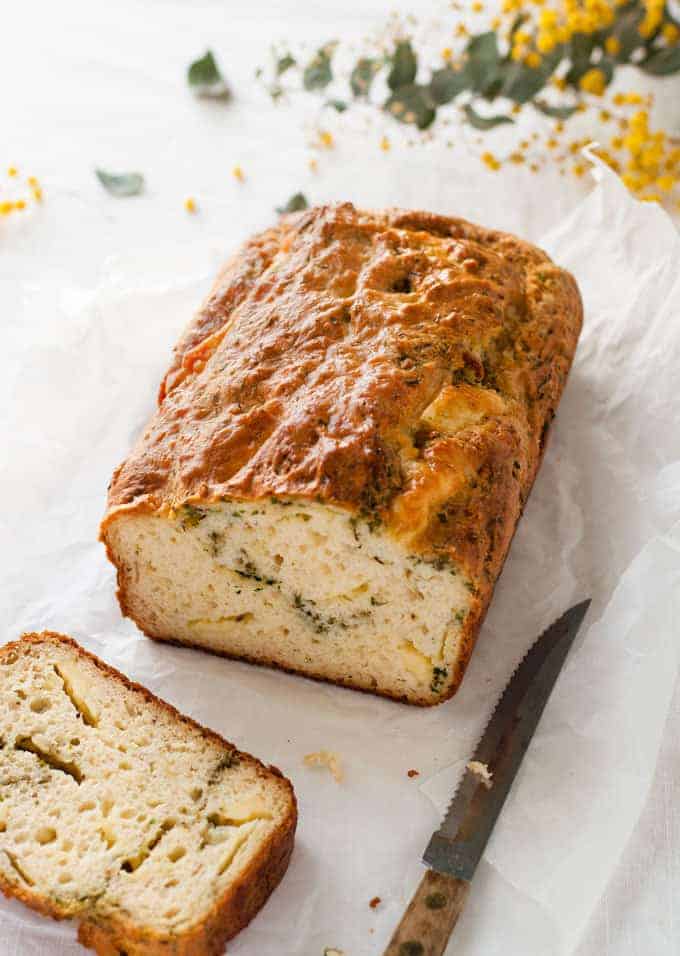 Cheese Herb and Garlic Quick Bread - true to its name, this no yeast bread is QUICK to prepare! Love the pockets of cheese and herb in this. recipetineats.com